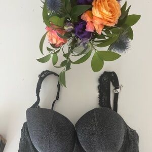 Intimissimi - Metallic Silver Black Lace Bra - 34D